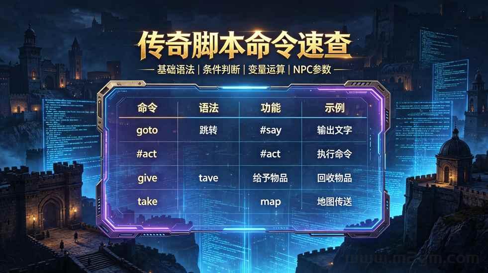 传奇脚本命令调试参考大全 - 基础语法变量逻辑NPC实操教程