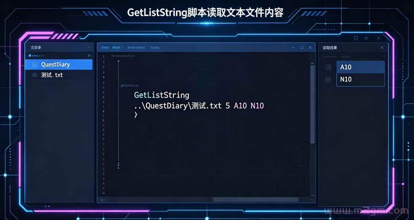 GOM引擎GetListString脚本教程 - 文本文件读取与变量赋值设置方法