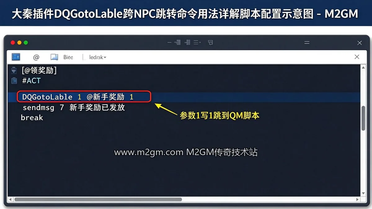 大秦插件DQGotoLable跨NPC跳转命令用法详解脚本配置示意图 - M2GM
