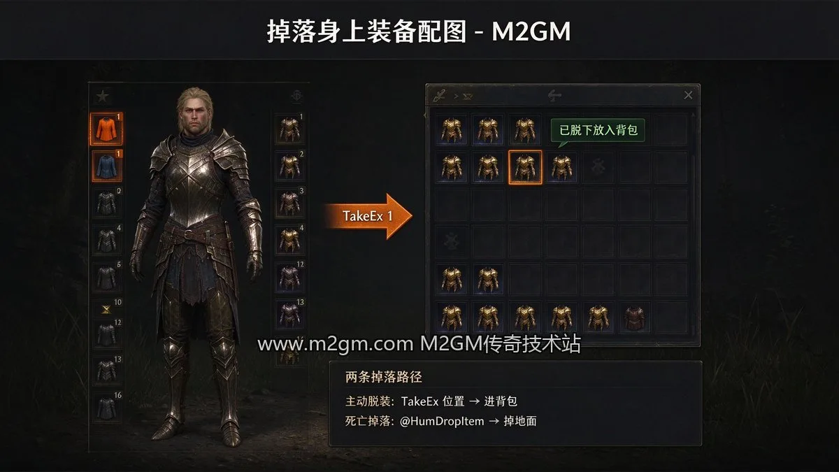 GOM引擎掉落身上装备教程 - TakeEx命令用法详解