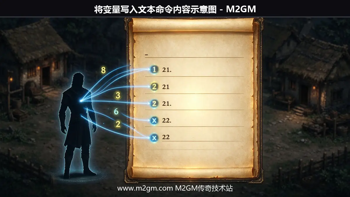 将变量写入文本命令内容示意图 - M2GM 将变量写入文本命令内容示意图 - M2GM